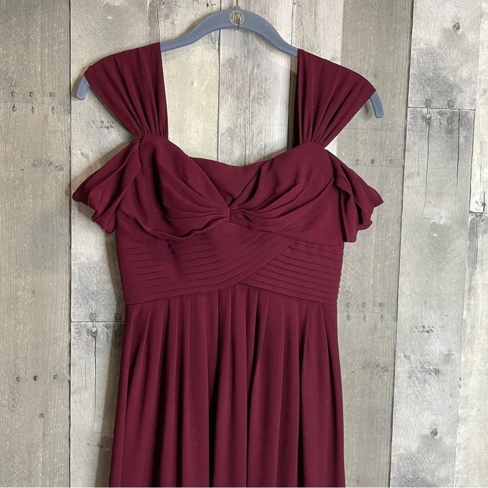 Lulus maxi dress burgundy cherry red make me move wedding guest long gown xs - Picture 9 of 9